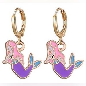 Mermaid Charm Earrings in Pink and Purple